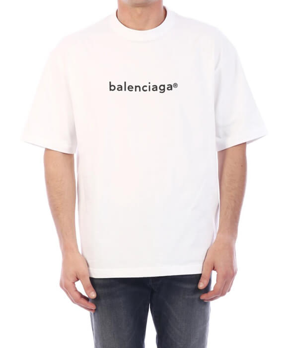 【バレンシアガ】Logo T-Shirtコピーリブ編みクルーネック612966TIV549040