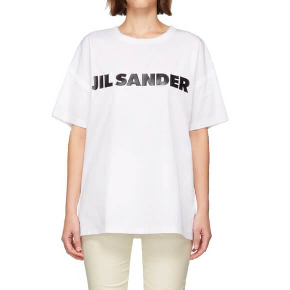ジルサンダー tシャツ コピー  セレブ愛用 JIL SANDER コットンロゴTシャツ ホワイト
