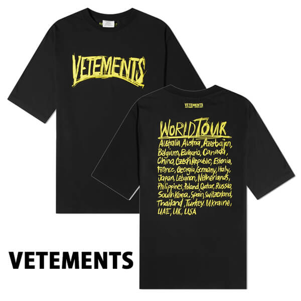 ヴェトモン tシャツ 偽物 VETEMENTS Tシャツ 日本未入荷 WORLD TOUR OVERSIZED