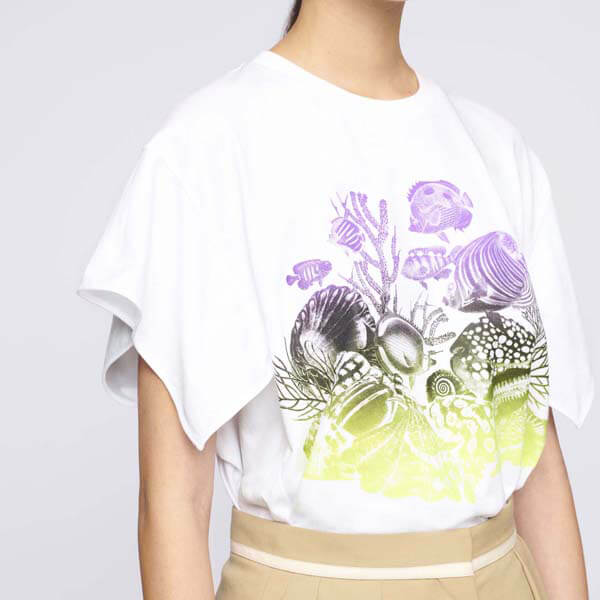ステラMC◇Tシャツ偽物Sealife Print Cotton T-Shirt 602146SOW719000