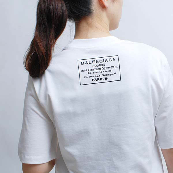 バレンシアガバック ロゴ 半袖 Tシャツスーパーコピー レディース496052 TXK46