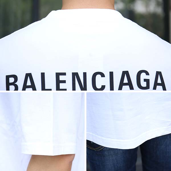バレンシアガ メンズ背中ロゴミディアムフィットTシャツ偽物各色612965TIVG