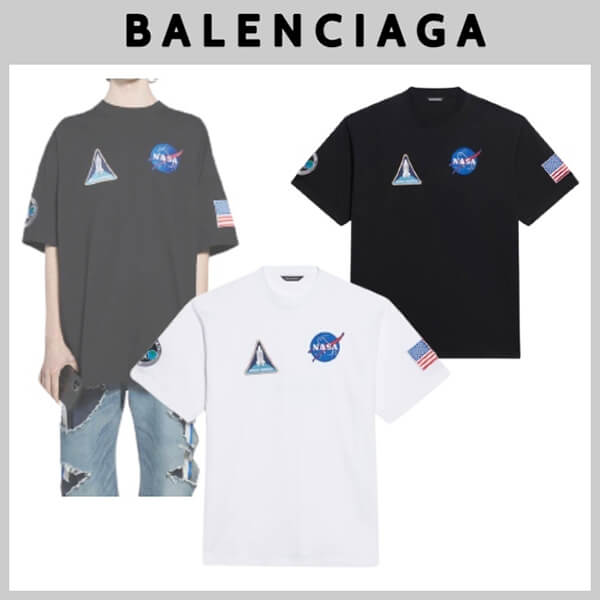 コラボ【バレンシアガ】× NASA スペース偽物ロゴTシャツ