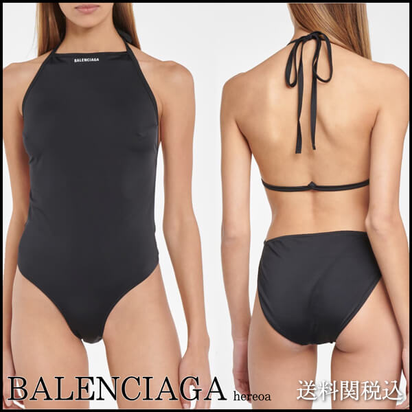 バレンシアガ ◆ Logo swimsuit ロゴ入り 偽物水着 BLACK