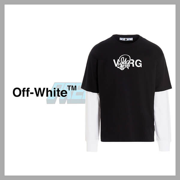 オフホワイトx Katsu Fatlock ロゴ ロンT Tシャツ ブラック