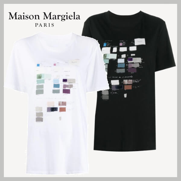 メゾンマルジェラ MM6 プリント Tシャツ偽物 ホワイト レディース