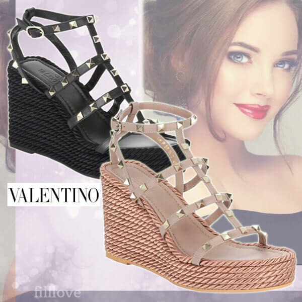 ヴァレンティノ サンダル コピー  Valentino 靴 綺麗で歩きやすい 優雅な ウェッジ サンダル 2色