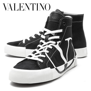 VALENTINO 19AW V logo ヴァレンティノ ハイカット スニーカー 偽物_BLACK