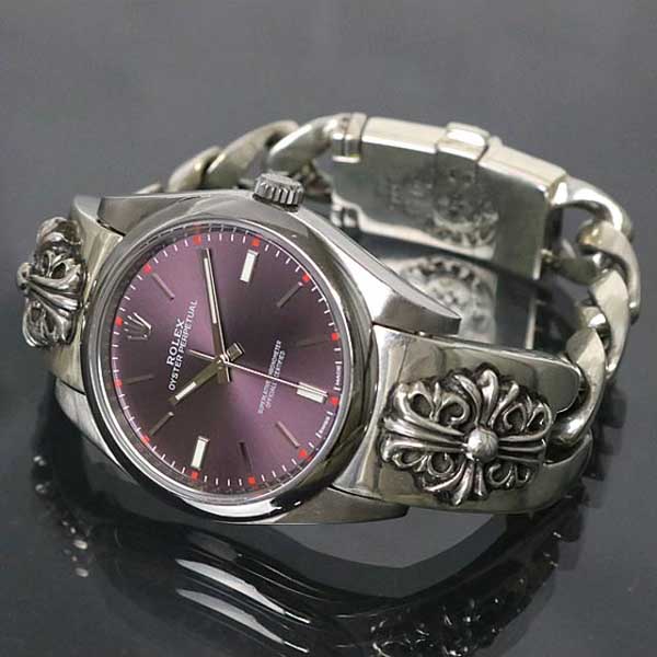 新品 クロムハーツ ロレックス スーパーコピー 39mm 114300 キーパー ウォッチバンド レッドグレープ メンズ 腕時計